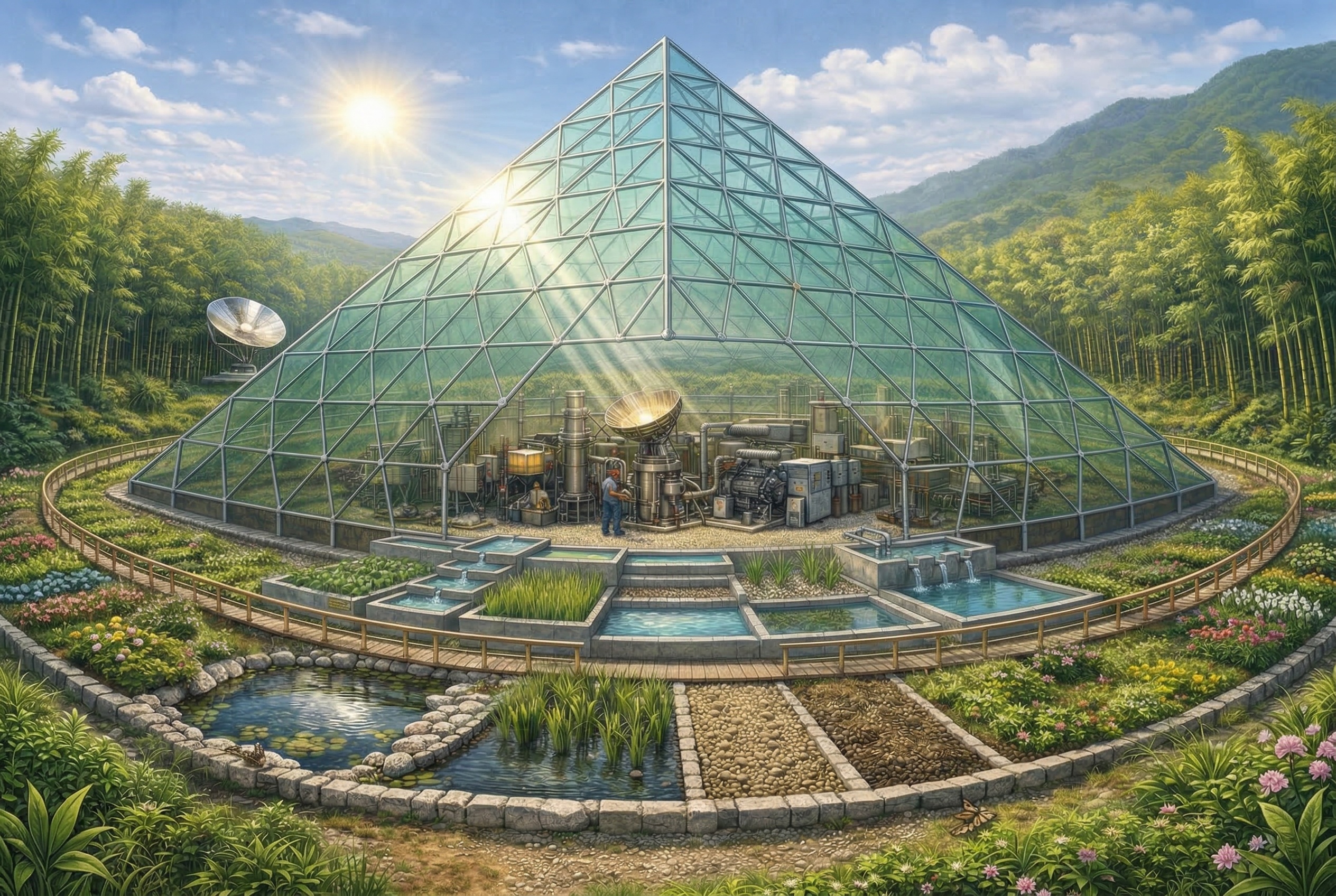 SOLGAS Pyramid — Solar-Augmented Gasification Greenhouse